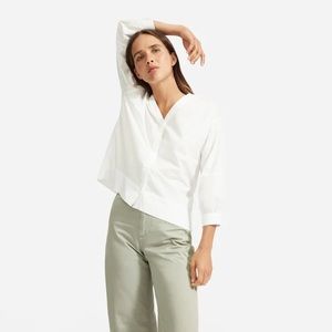 Everlane Silky Cotton Lantern Top Off-White EUC
